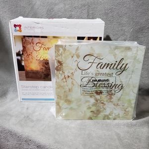 Interiors "Family, Life's greatest Blessing" Glass Stairstep Candle Luminary